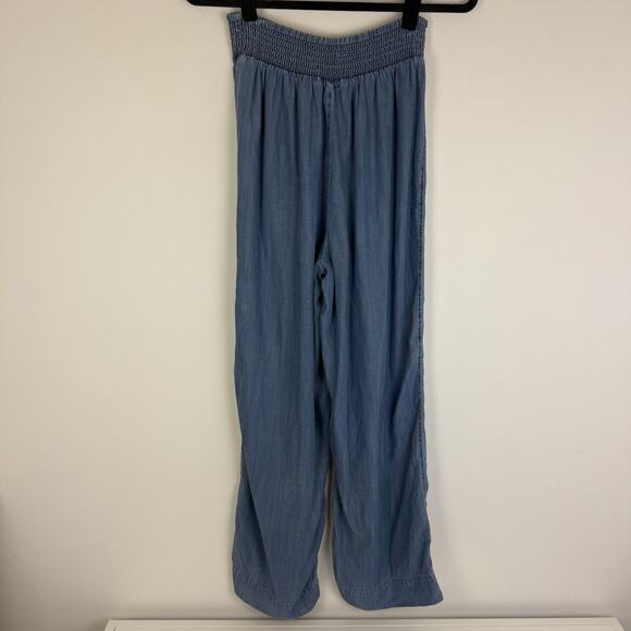 Angels Forever Young Womens Smocked High Rise Light Blue Straight Pants Medium - Picture 2 of 9